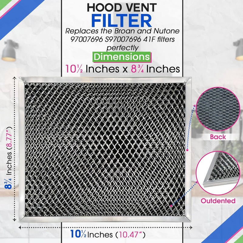 Bagean Stove Hood Vent Filter 10.5" x 8.8" 41F 97007696 Fit's Nutone & Broan Range Hood Filter Replacement for Ductless Exhaust Fan - Mesh Screen Filters Grease & Carbon Freshens Kitchen Oven Air (1-Pack) - Image 3